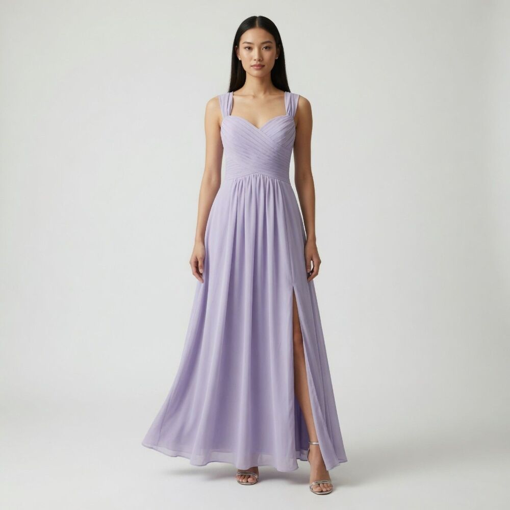 VNAIX Lavender Pleated Corset Back Wedding Bridesmaid Dress